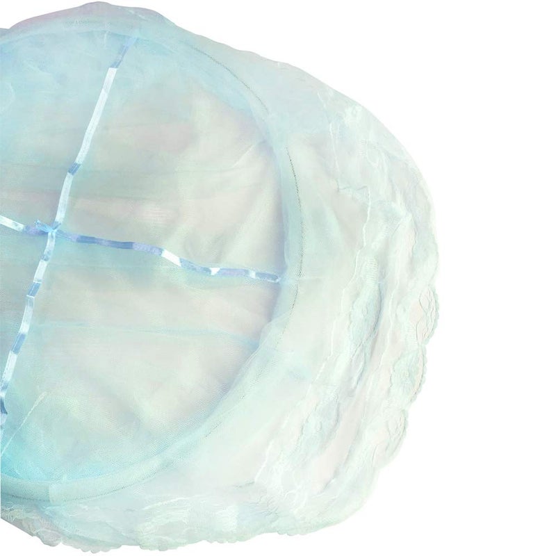 BCBYou Princess Bed Canopy Netting Mosquito Net Round Lace Dome for Twin Full and Queen Size Beds Crib with Jumbo Swag Hook (Light Blue) - Image 3